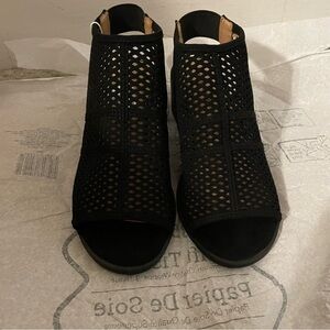 Black Open Toe Heeled Slingbacks